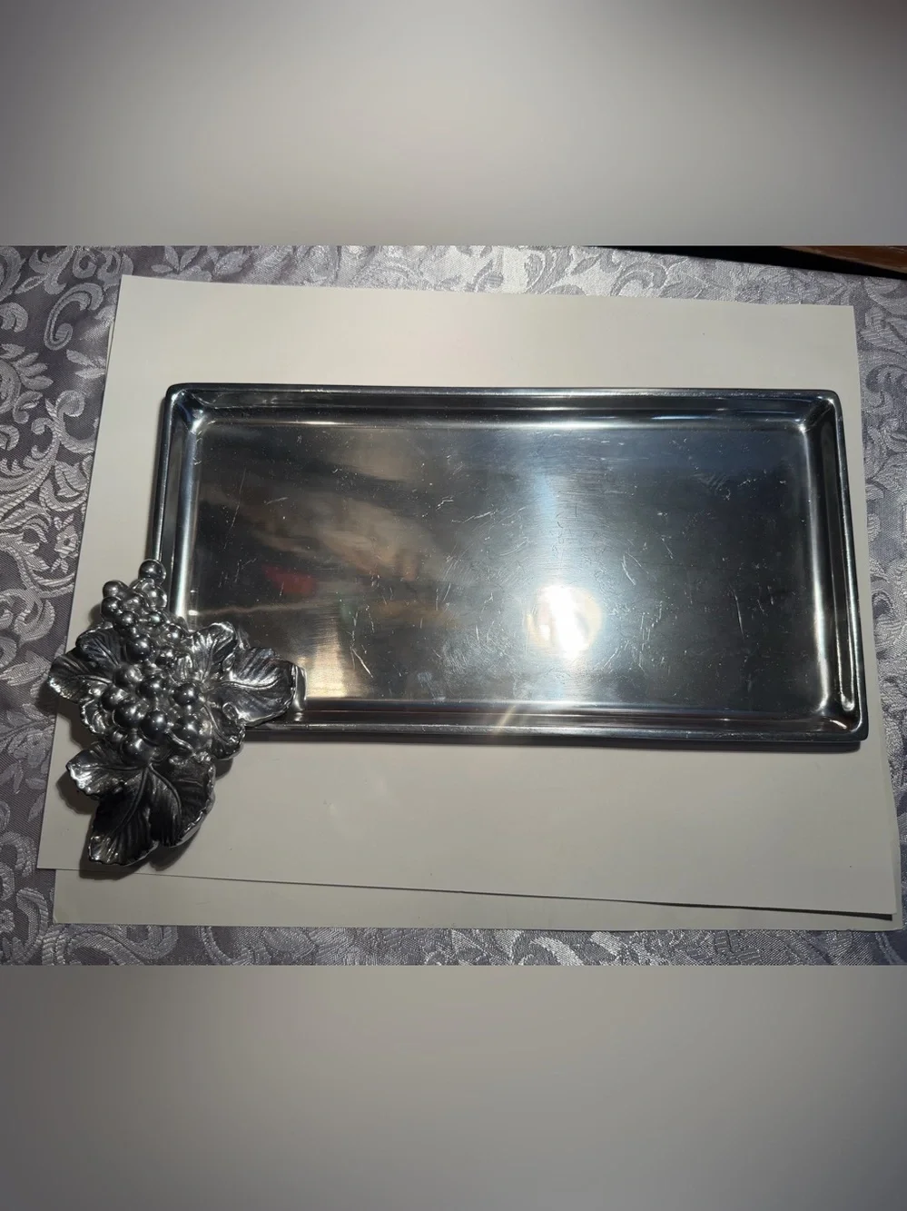 Vintage Arthur Court Metal Grape Platter Features 60th Anniversary Logo